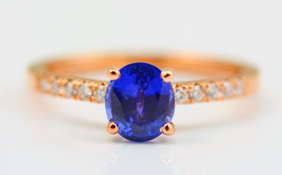 18K ROSE GOLD, SAPPHIRE AND DIAMOND RING