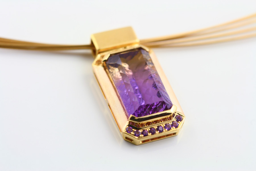 18K YELLOW AND ROSE GOLD, AMETRINE, AMETHYST AND CITRINE PENDANT