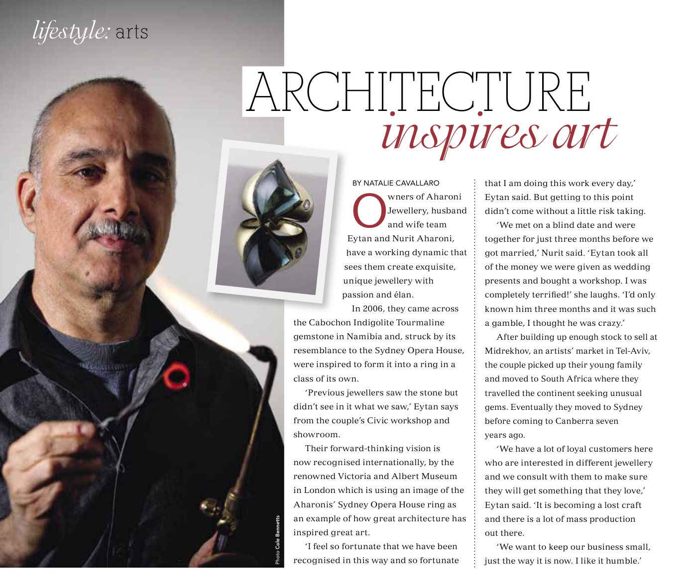 Canberra Weekly magazine page: Architecture inspires art, a profile of Eytan and Nurit Aharoni